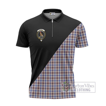 Boswell Tartan Zipper Polo Shirt with Family Crest and Military Logo Style - Tartan Vibes Clothing