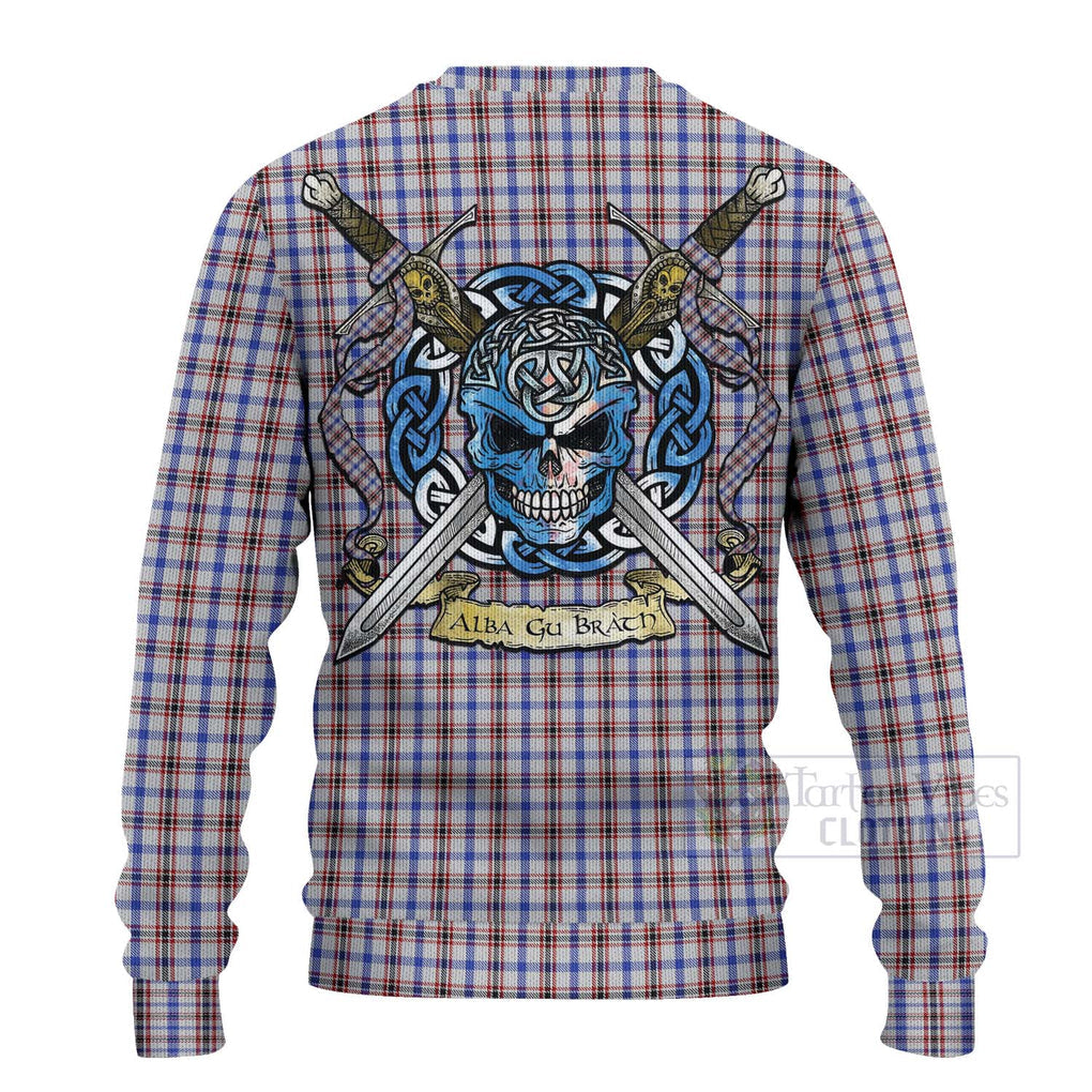 Boswell Tartan Ugly Sweater with Family Crest Celtic Skull Style - Tartan Vibes Clothing
