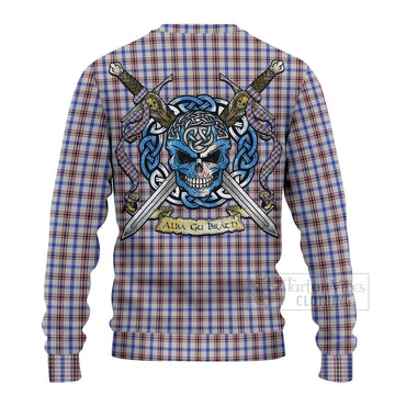 Boswell Tartan Ugly Sweater with Family Crest Celtic Skull Style - Tartan Vibes Clothing