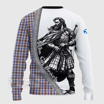 Boswell Tartan Clan Crest Knitted Sweater with Highlander Warrior Celtic Style - Tartan Vibes Clothing