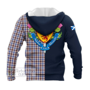 Boswell Tartan Knitted Hoodie Alba with Scottish Lion Royal Arm Half Style - Tartan Vibes Clothing