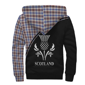 Boswell Tartan Sherpa Hoodie with Family Crest Curve Style - Tartanvibesclothing