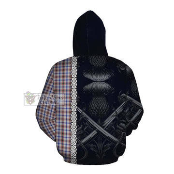 Boswell Tartan Cotton Hoodie with Family Crest Cross Sword Thistle Celtic Vibes Pullover Hoodie - Tartan Vibes Clothing