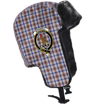 Boswell Tartan Winter Trapper Hat with Family Crest - Tartan Vibes Clothing
