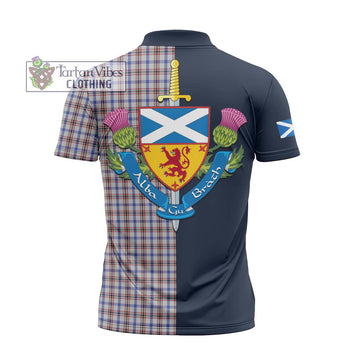 Boswell Tartan Zipper Polo Shirt Alba with Scottish Lion Royal Arm Half Style - Tartan Vibes Clothing