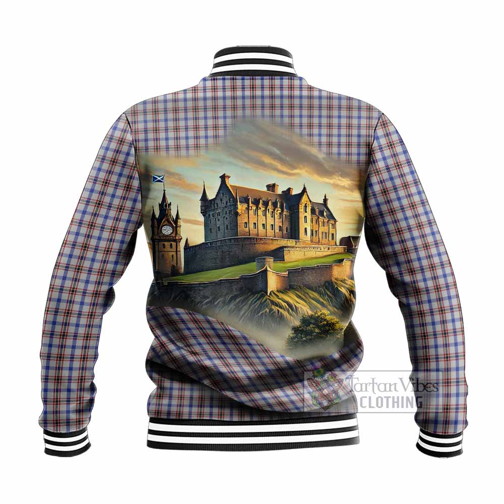 Boswell Tartan Family Crest Baseball Jacket with Scottish Ancient Castle Style - Tartan Vibes Clothing