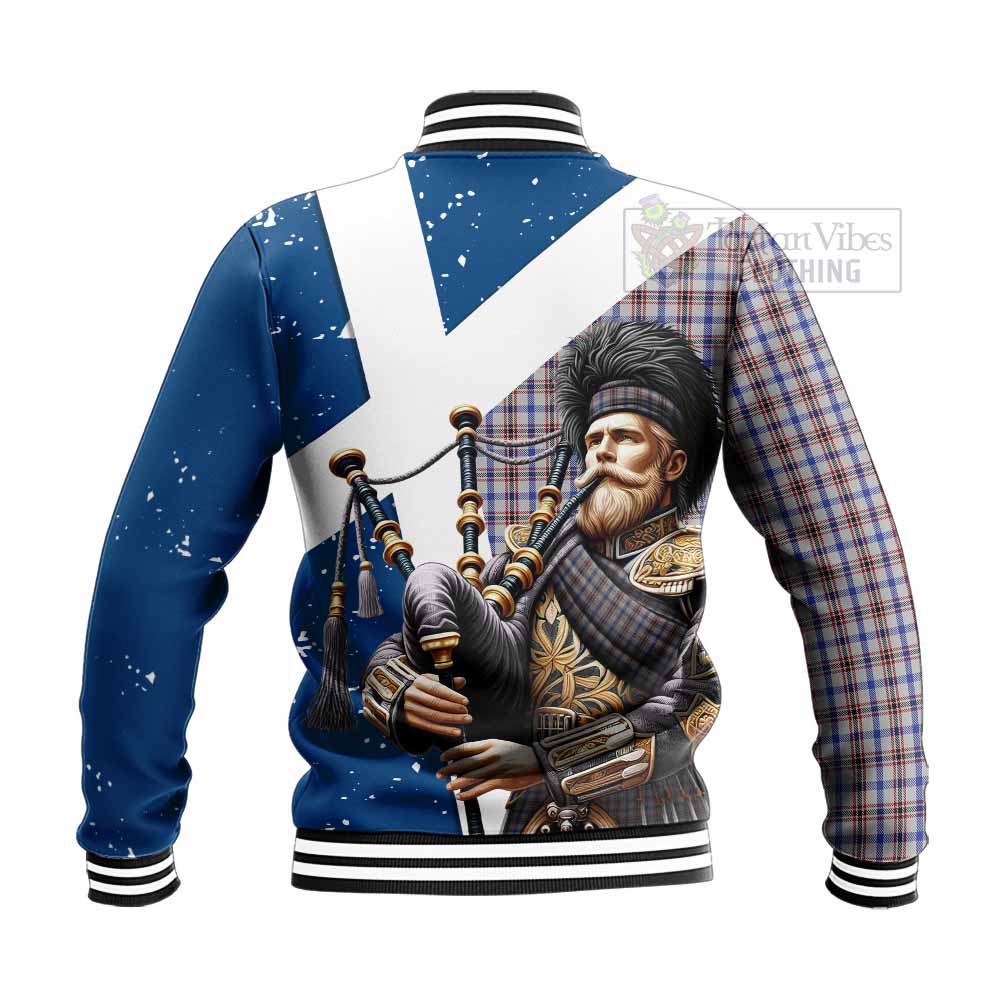 Boswell Tartan Baseball Jacket with Family Crest Scottish Bagpiper Vibes - Tartan Vibes Clothing