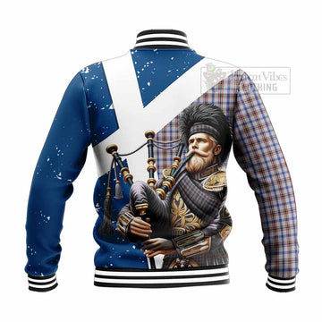 Boswell Tartan Baseball Jacket with Family Crest Scottish Bagpiper Vibes - Tartan Vibes Clothing