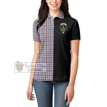 Boswell Tartan Women's Polo Shirt with Family Crest and Half Of Me Style - Tartan Vibes Clothing