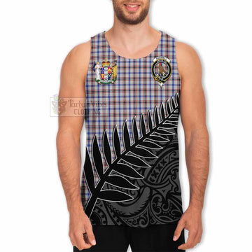 Boswell Crest Tartan Men's Tank Top with New Zealand Silver Fern Half Style - Tartan Vibes Clothing