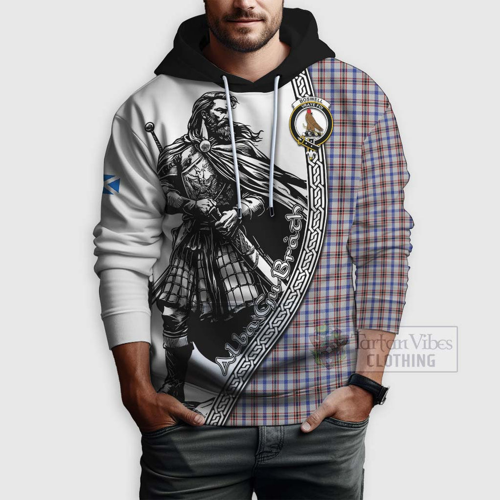 Boswell Tartan Clan Crest Hoodie with Highlander Warrior Celtic Style - Tartan Vibes Clothing