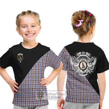 Boswell Tartan Kid T-Shirt with Family Crest and Military Logo Style - Tartan Vibes Clothing