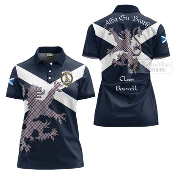 Boswell Tartan Lion Rampant Women's Polo Shirt Proudly Display Your Heritage with Alba Gu Brath and Clan Name - Tartan Vibes Clothing