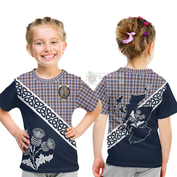 Boswell Tartan Kid T-Shirt Featuring Thistle and Scotland Map - Tartan Vibes Clothing