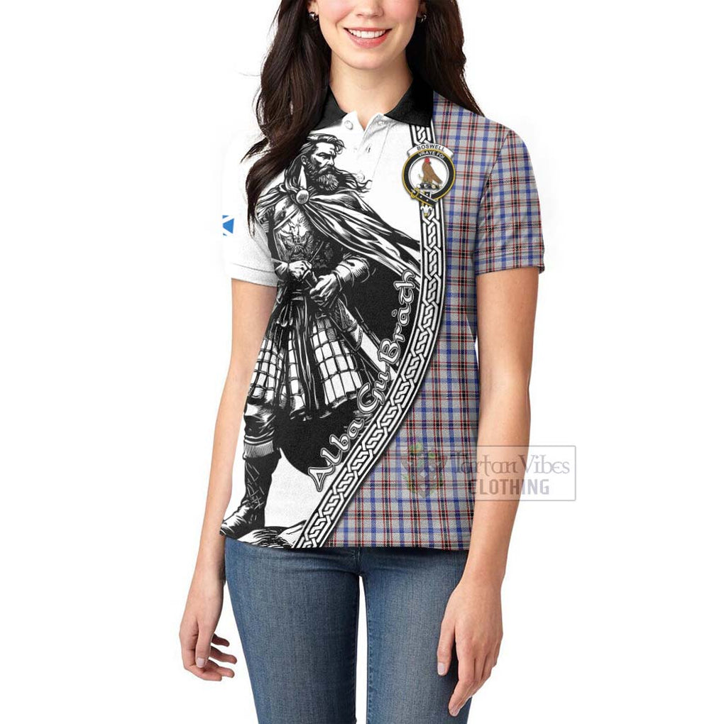 Boswell Tartan Clan Crest Women's Polo Shirt with Highlander Warrior Celtic Style - Tartan Vibes Clothing