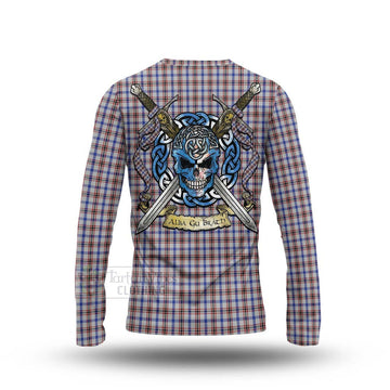 Boswell Tartan Long Sleeve T-Shirt with Family Crest Celtic Skull Style - Tartan Vibes Clothing