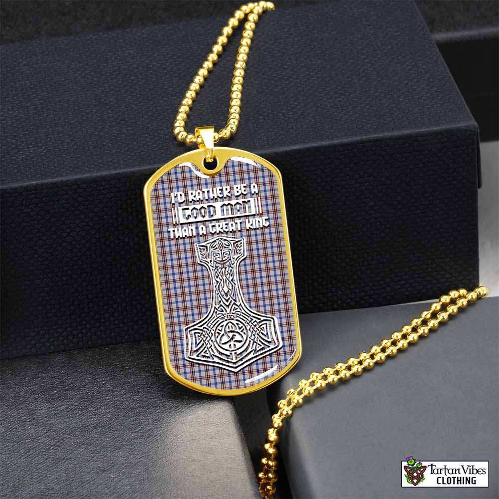 Boswell Tartan Dog Tag Necklace Viking Mjolnir Style Gold No - Tartan Vibes Clothing