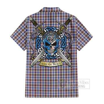 Boswell Tartan Hawaiian Shirt with Family Crest Celtic Skull Style - Tartan Vibes Clothing