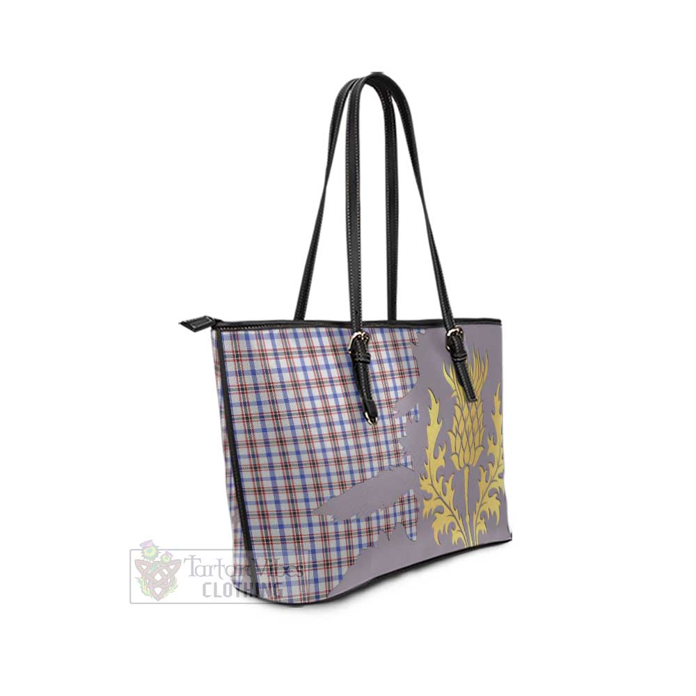 Boswell Tartan Leather Tote Bag Gold Thistle Style - Tartan Vibes Clothing