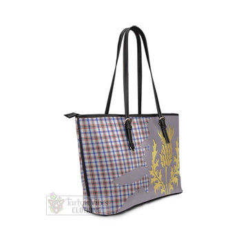 Boswell Tartan Leather Tote Bag Gold Thistle Style - Tartan Vibes Clothing