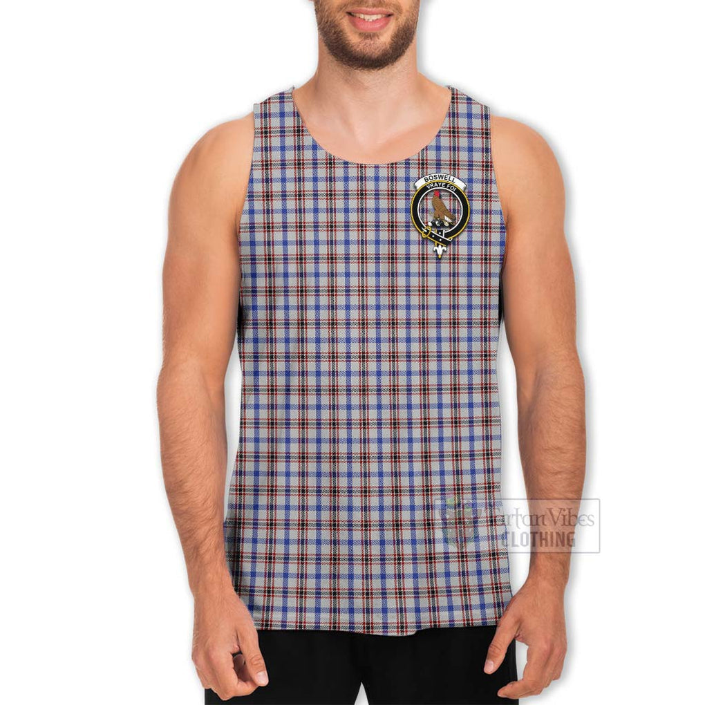 Boswell Tartan Men's Tank Top with Family Crest Celtic Skull Style - Tartan Vibes Clothing
