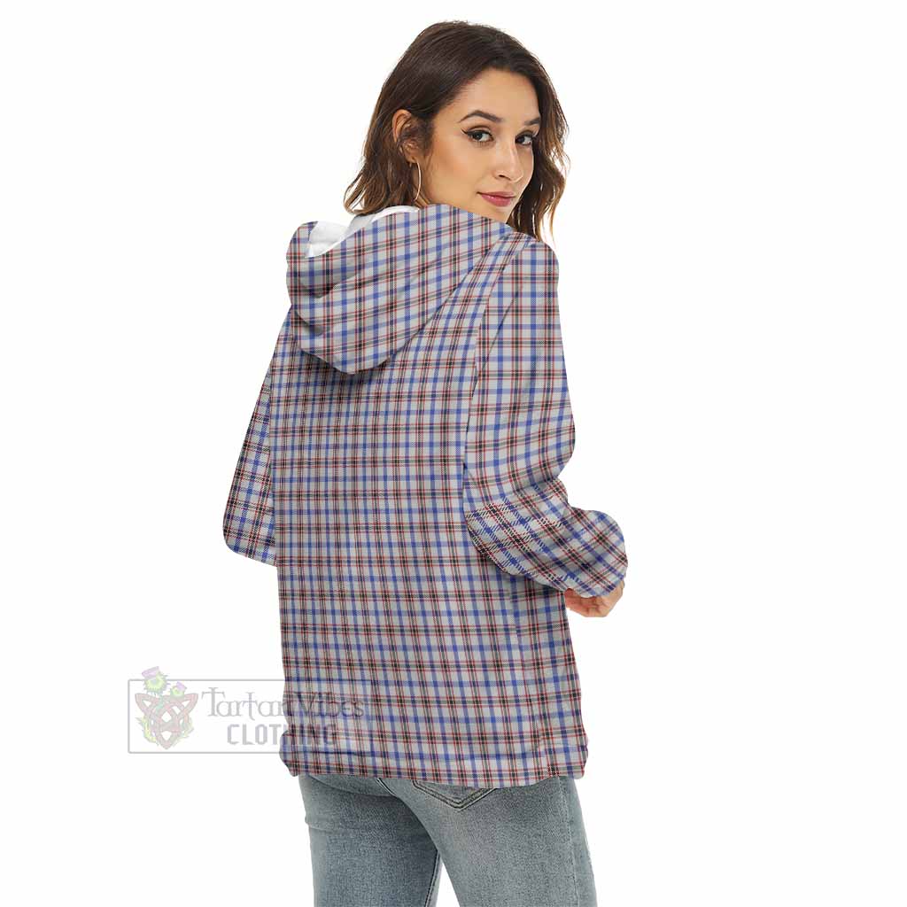 Boswell Tartan Women's Borg Fleece Hoodie with Half Zip with Family Crest - Tartan Vibes Clothing