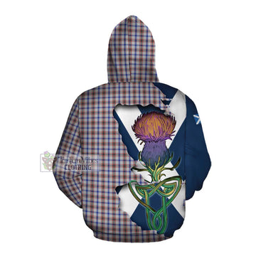 Tartan Vibes Clothing Boswell Tartan Family Crest Cotton Hoodie Scottish Thistle Celtic Inspired