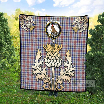 Tartan Vibes Clothing Boswell Tartan Quilt with Family Crest and Golden Thistle Style