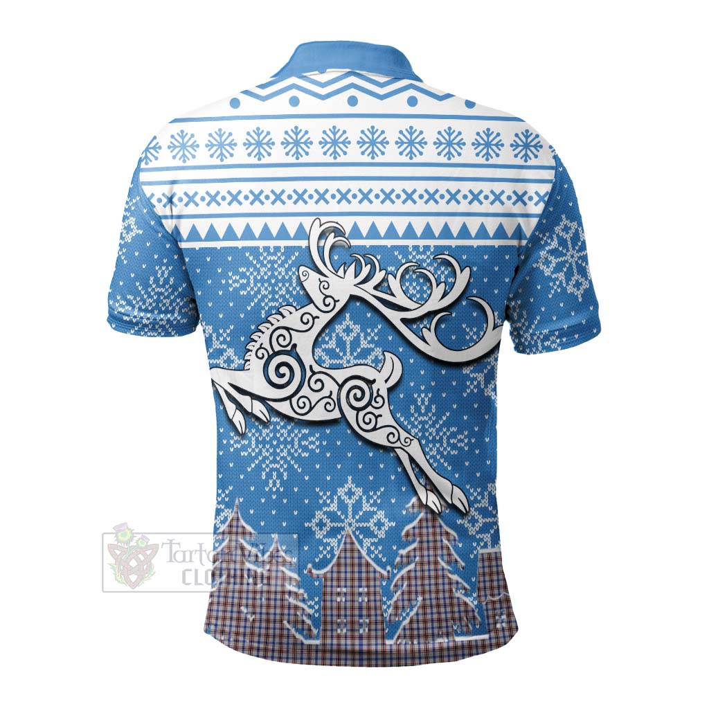 Boswell Clan Christmas Polo Shirt Celtic Reindeer Style - Tartan Vibes Clothing
