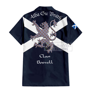 Boswell Tartan Lion Rampant Hawaiian Shirt Proudly Display Your Heritage with Alba Gu Brath and Clan Name - Tartan Vibes Clothing