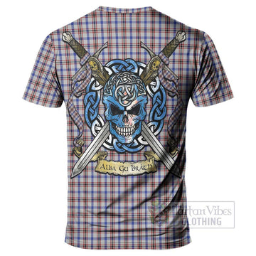 Boswell Tartan T-Shirt with Family Crest Celtic Skull Style - Tartan Vibes Clothing