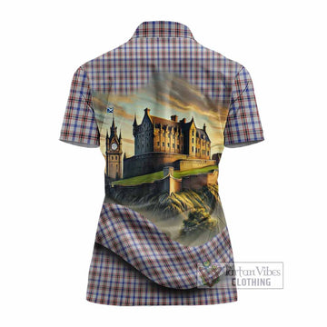 Boswell Tartan Family Crest Women's Polo Shirt with Scottish Ancient Castle Style - Tartan Vibes Clothing