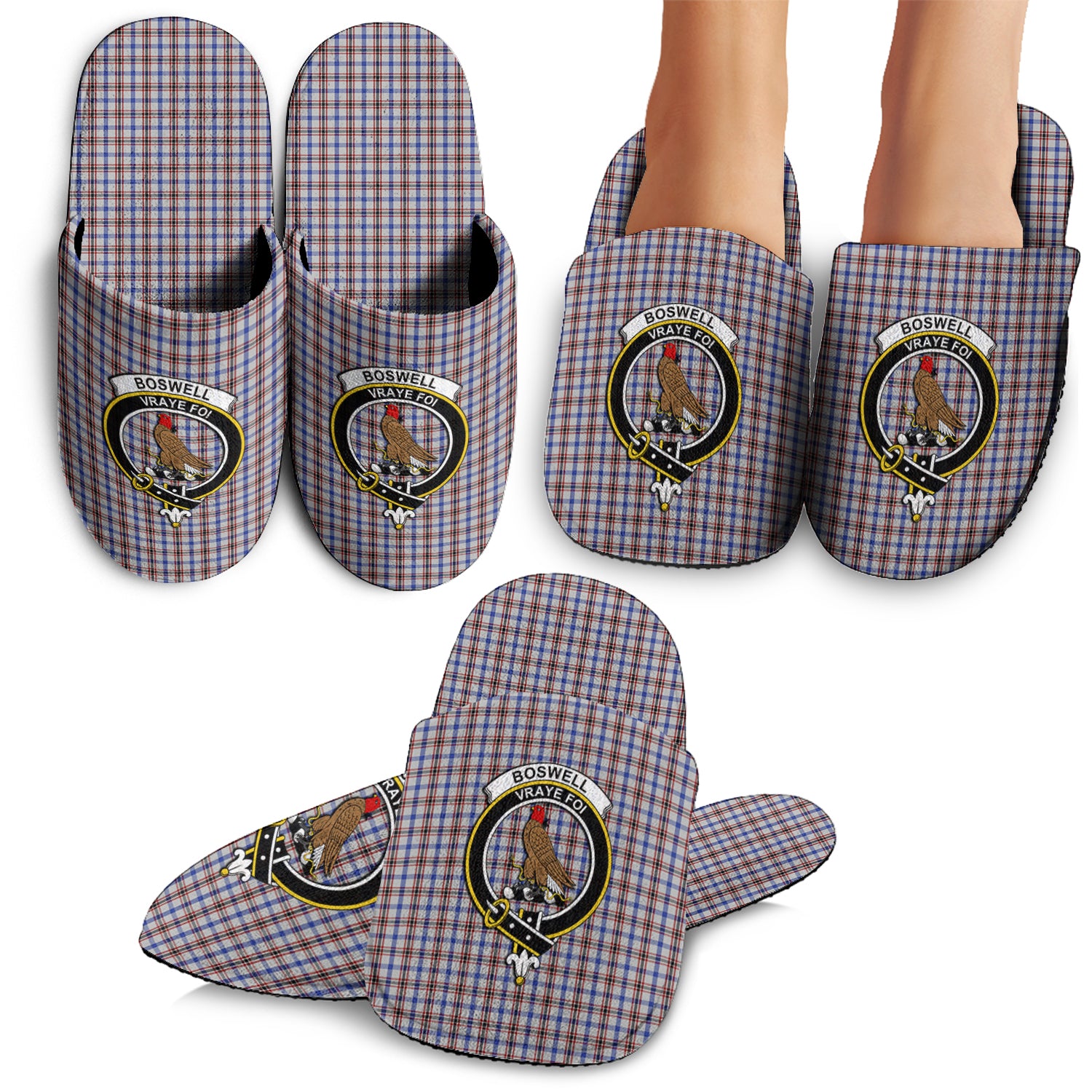 Boswell Tartan Home Slippers with Family Crest - Tartan Vibes Clothing