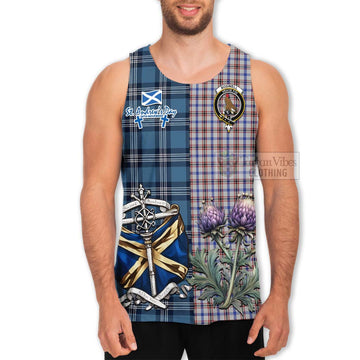 Boswell Tartan Men's Tank Top Happy St. Andrew's Day Half Tartan Style - Tartan Vibes Clothing