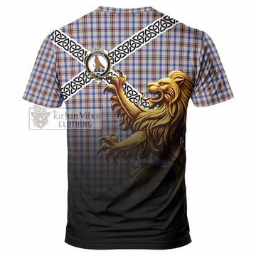 Boswell Crest Tartan T-Shirt with Golden Lion Emblem Celtic Style - Tartan Vibes Clothing