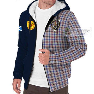 Boswell Tartan Sherpa Hoodie Alba with Scottish Lion Royal Arm Half Style - Tartan Vibes Clothing