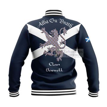 Boswell Tartan Lion Rampant Baseball Jacket Proudly Display Your Heritage with Alba Gu Brath and Clan Name - Tartan Vibes Clothing