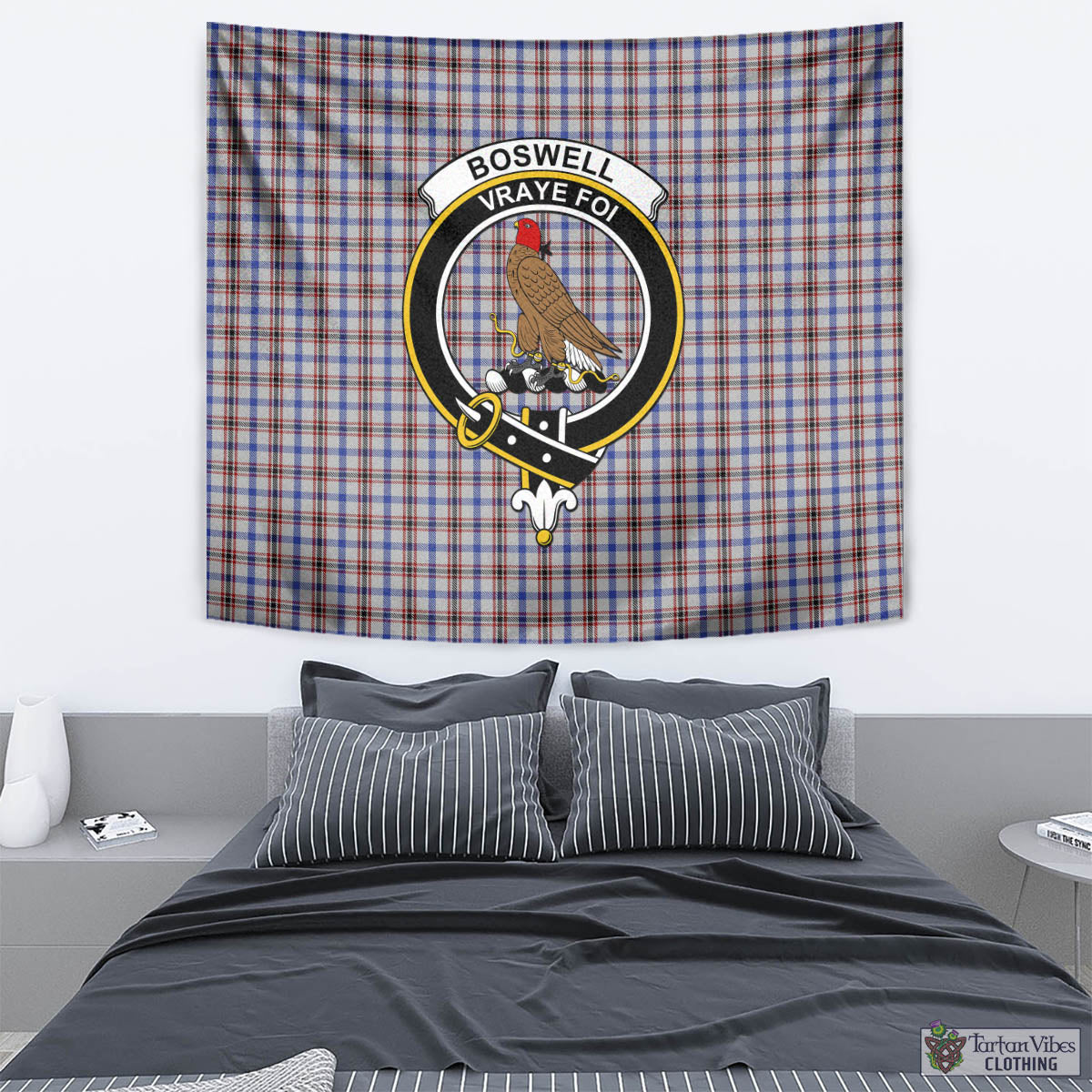 Boswell Tartan Tapestry Wall Hanging and Home Decor for Room with Family Crest - Tartan Vibes Clothing