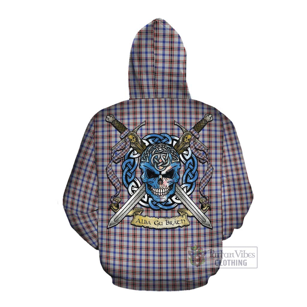 Boswell Tartan Cotton Hoodie with Family Crest Celtic Skull Style Pullover Hoodie - Tartan Vibes Clothing