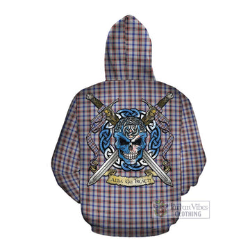 Boswell Tartan Cotton Hoodie with Family Crest Celtic Skull Style Pullover Hoodie - Tartan Vibes Clothing