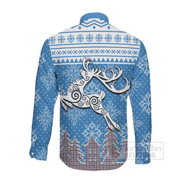 Boswell Clan Christmas Long Sleeve Button Shirt Celtic Reindeer Style Men's Shirt - Tartan Vibes Clothing