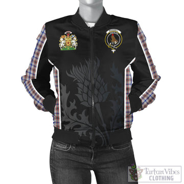 Boswell Tartan Bomber Jacket with Family Crest and Scottish Thistle Vibes Sport Style