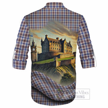 Boswell Tartan Family Crest Ghillie Kilt Shirt with Scottish Ancient Castle Style - Tartan Vibes Clothing