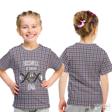 Boswell Tartan Kid T-Shirt with Family Crest DNA In Me Style - Tartan Vibes Clothing