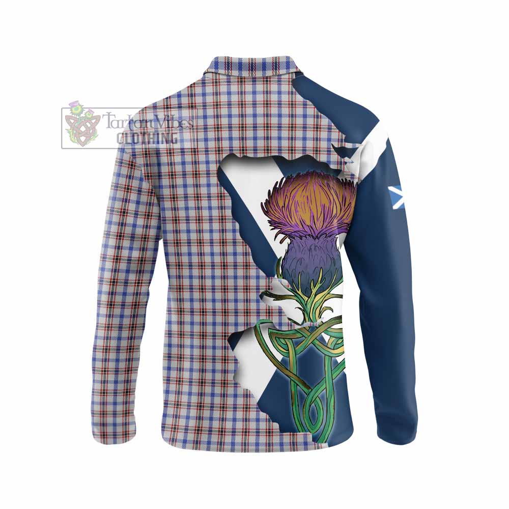 Tartan Vibes Clothing Boswell Tartan Family Crest Long Sleeve Polo Shirt Scottish Thistle Celtic Inspired
