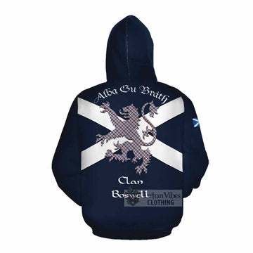 Boswell Tartan Lion Rampant Cotton Hoodie Proudly Display Your Heritage with Alba Gu Brath and Clan Name Pullover Hoodie - Tartan Vibes Clothing