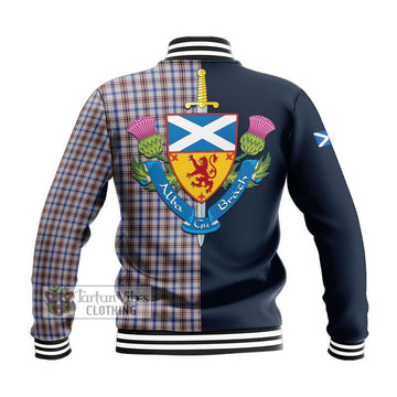Boswell Tartan Baseball Jacket Alba with Scottish Lion Royal Arm Half Style - Tartan Vibes Clothing