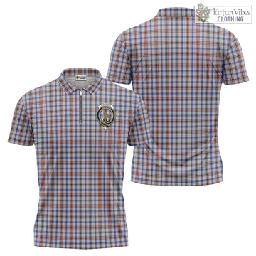 Boswell Tartan Zipper Polo Shirt with Family Crest