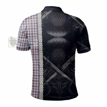 Boswell Tartan Polo Shirt with Family Crest Cross Sword Thistle Celtic Vibes - Tartan Vibes Clothing