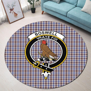 Boswell Tartan Round Rug with Family Crest - Tartan Vibes Clothing